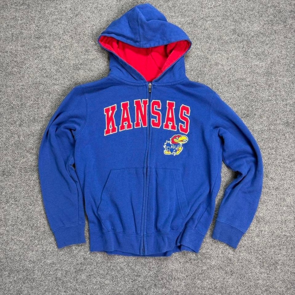 Kansas Jayhawks youth full zip jacket size‎ m 10-12